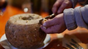 Casu Marzu: El queso podrido de Cerdeña: Este queso tradicional se elabora con pecorino y larvas vivas de la mosca del queso, creando una textura suave y cremosa.